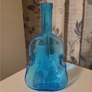 Blue Violin-Shaped Glass Art Piece